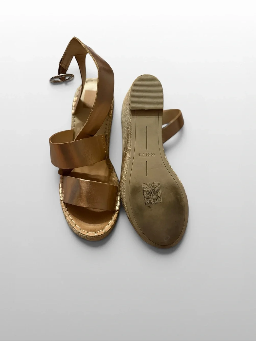 Dolce Vita Metallic Bronze Espadrille Wedge Sandals Size 8